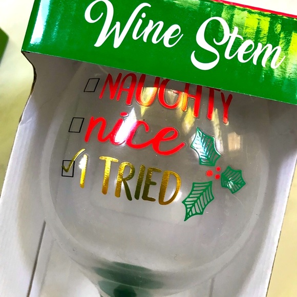 🌺4 Items 25$🌺 Wine Glass “Naughty Nice I Tried”- Oversized NIB - Picture 2 of 4